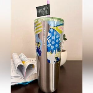 Starbucks Summer 2024 Canna Lily Butterfly Silver SS Venti Hot/Cold Tumbler